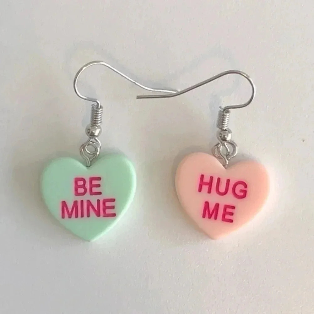 Valentines Conversation Hearts Drop Earrings 4 NWT